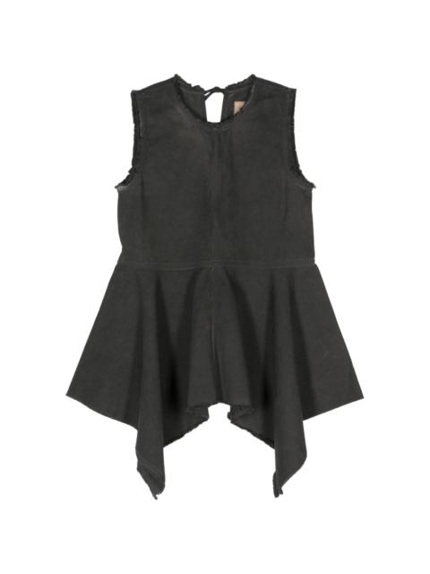 Tug frayed peplum top