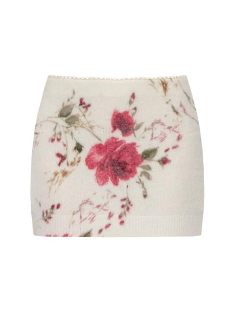 floral-pattern mini skirt