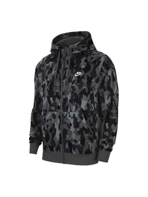 Nike Nike French Terry Camouflage Casual Breathable Sports Hooded Jacket Black CU4338-010