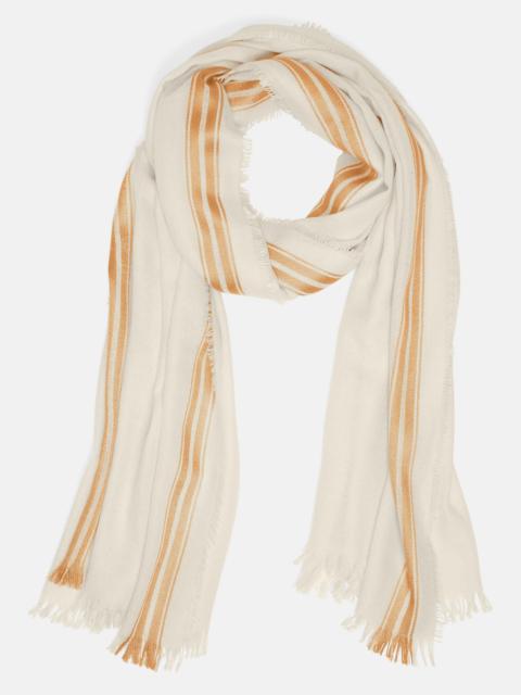 Vince Border-Stripe Cashmere-Silk Satin Twill Scarf