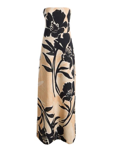 Cara Cara Benita Strapless Floral Crepe Maxi Dress