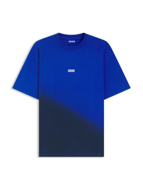 HUGO DIP-DYED LOGO T-SHIRT IN COTTON JERSEY