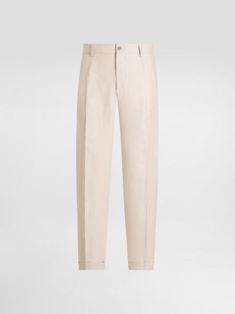 Dolce & Gabbana Linen fabric pants with turn-ups