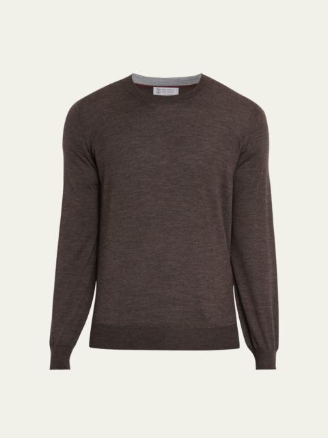 Brunello Cucinelli Men's Fine Gauge Wool and Cashmere Crewneck Sweater