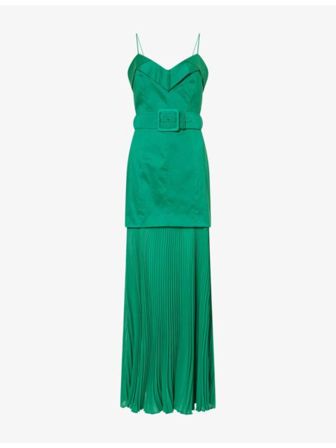 REBECCA VALLANCE Bailey Pleated Stretch-Woven Maxi Dress