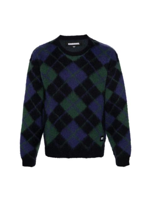 argyle-pattern jacquard jumper