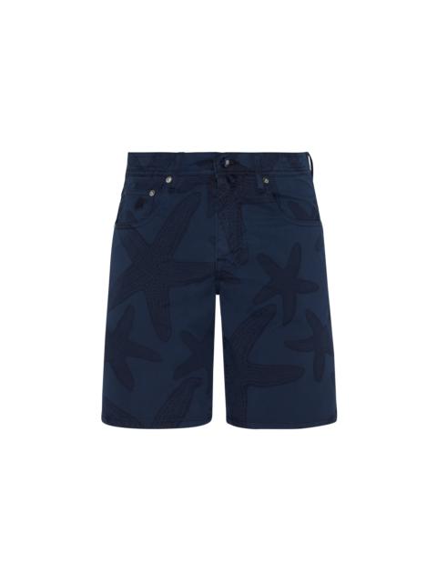 Men Bermuda Shorts Starfish Darkening Printed Gabardine