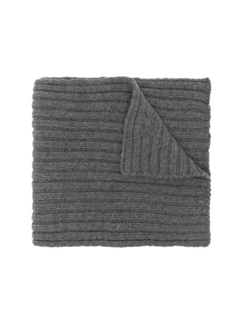 logo-patch ribbed wool scarf