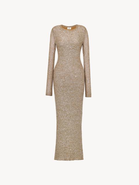 SAINT LAURENT LONG SEQUIN DRESS IN KNIT