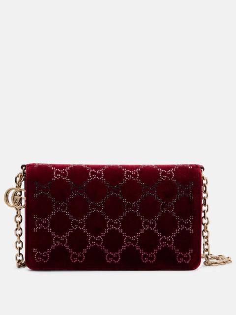 GUCCI GG Crystal velvet wallet on chain