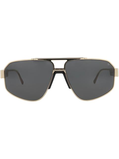 PHILIPP PLEIN Philipp Plein Aviator-Frame Titanium Sunglasses Gold Gold Smoke (SPP106M-63-0302)