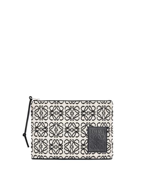 Loewe Oblong Anagram Pouch in jacquard and calfskin