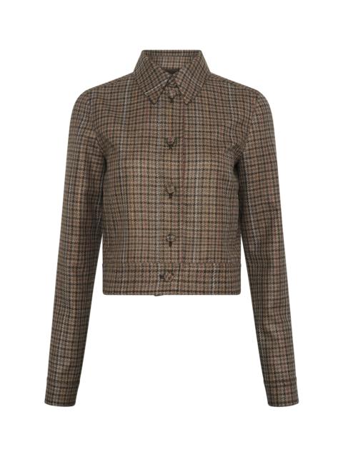 GABRIELA HEARST Thereza Jacket in Camel Multi Wool Silk Houndstooth