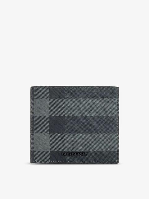 Check-pattern coated-canvas wallet