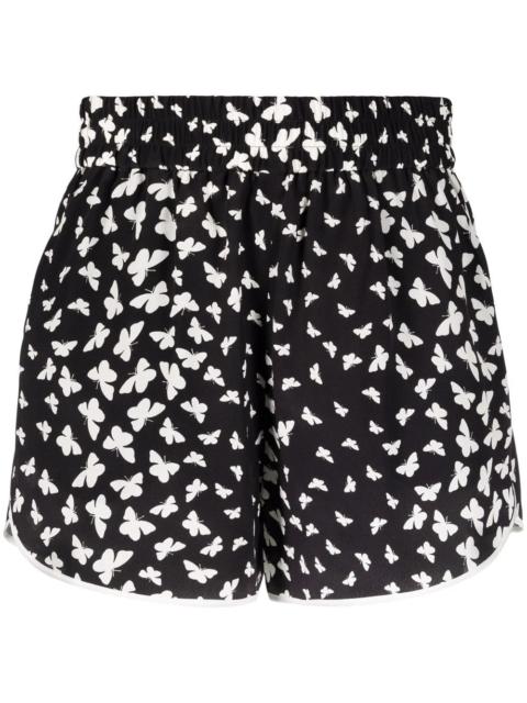 REDValentino butterfly-print silk shorts