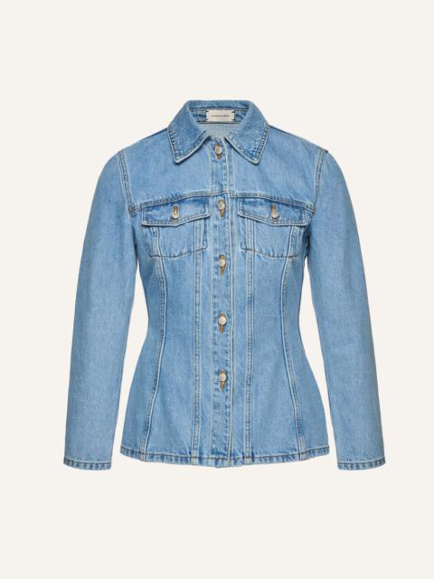 MAGDA BUTRYM Fitted denim button up blouse in sky blue