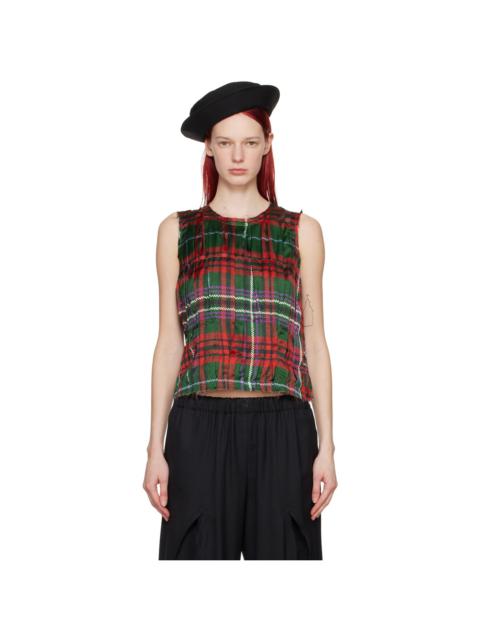 Comme Des Garçons Red & Green Pleated Tank Top