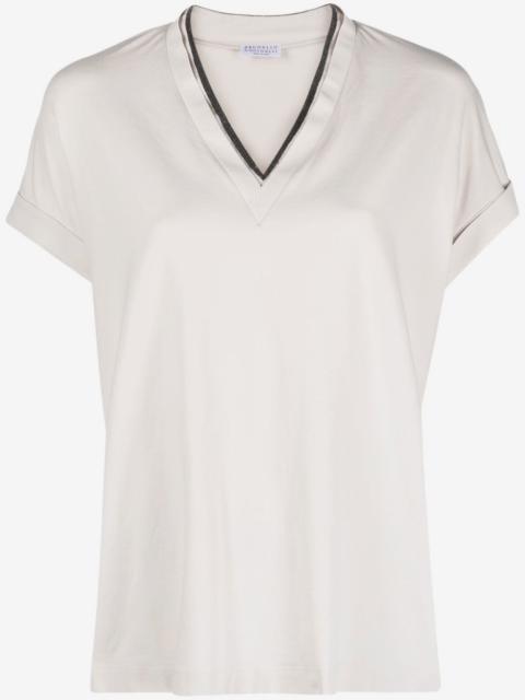 Brunello Cucinelli Monili-chain V-neck T-shirt