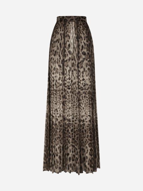 Leopard-print chiffon culottes
