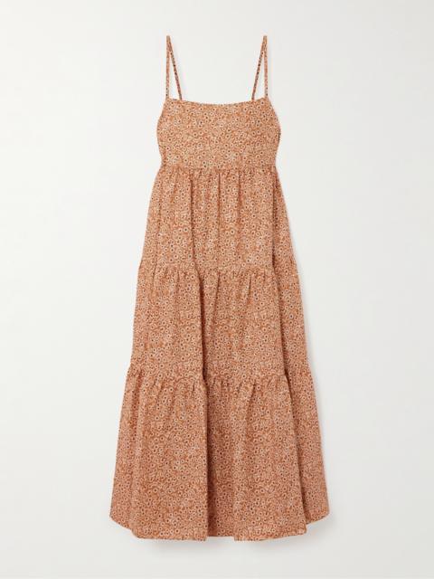 MATTEAU Tiered Floral-print Organic Cotton Maxi Dress