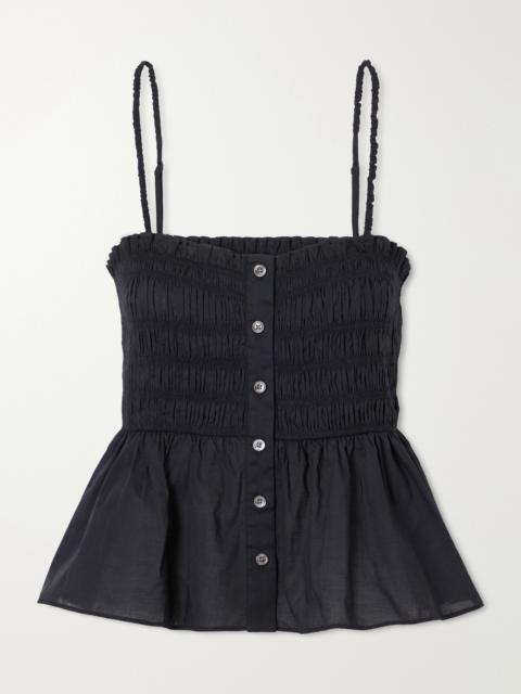 VERONICA BEARD Tullia Shirred Tiered Cotton-poplin Top