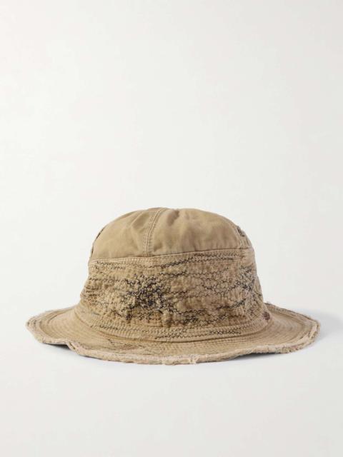 Kapital The Old Man and the Sea Buckled Distressed Cotton-Twill Bucket Hat