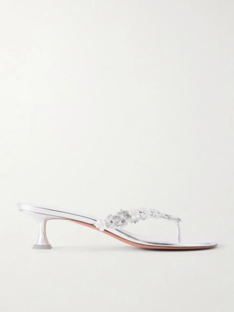 Amina Muaddi Janis 45 Crystal-embellished Leather Thong Sandals
