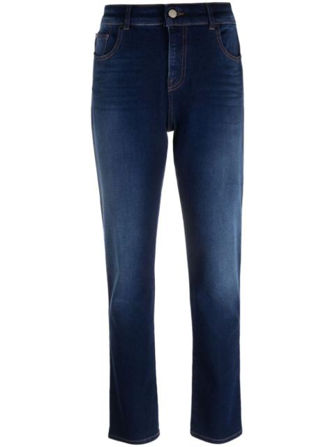 EMPORIO ARMANI logo-embroidered slim-cut jeans