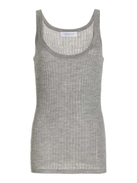 GABRIELA HEARST Nevin Pointelle Tank in Heather Grey Silk Cashmere