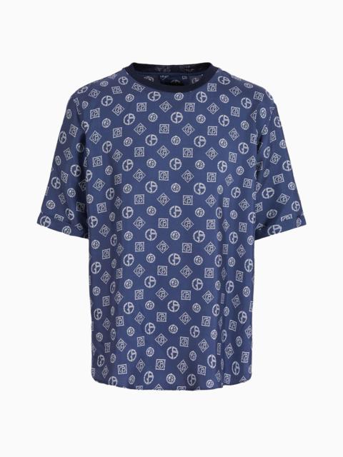 Monogram jacquard silk T-shirt shirt