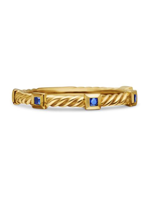 DAVID YURMAN Women's Cable Collectibles Stack Ring in 18K Yellow Gold - Light Blue Sapphire