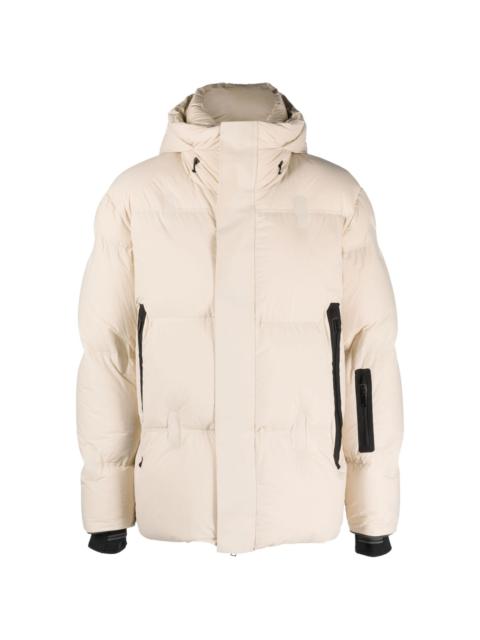 drawstring-hooded padded jacket