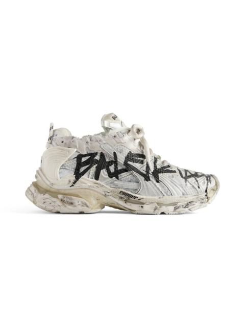 BALENCIAGA Men's Runner Graffiti Sneaker in White