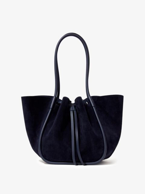 Large Ruched Tote in Soft Suede