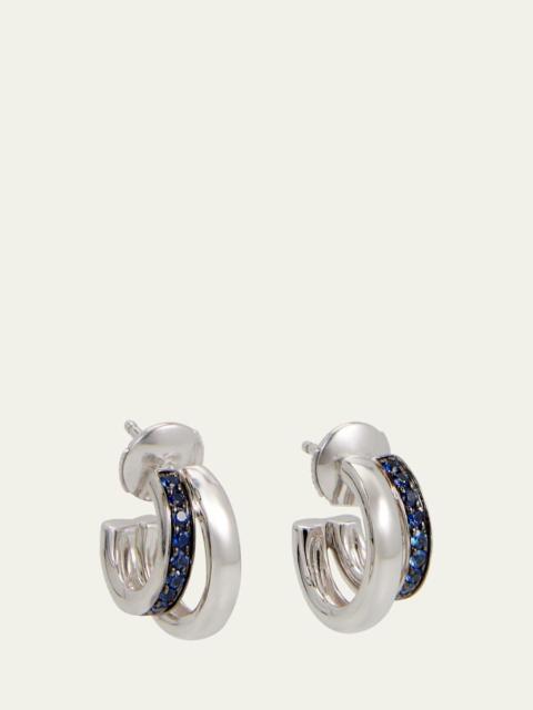Pomellato Together 18K White Gold and Sapphire Double Hoop Earrings