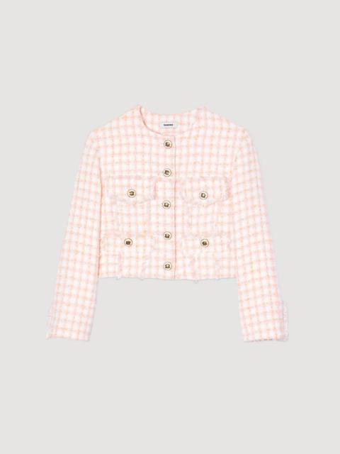 Sandro Cropped decorative tweed jacket