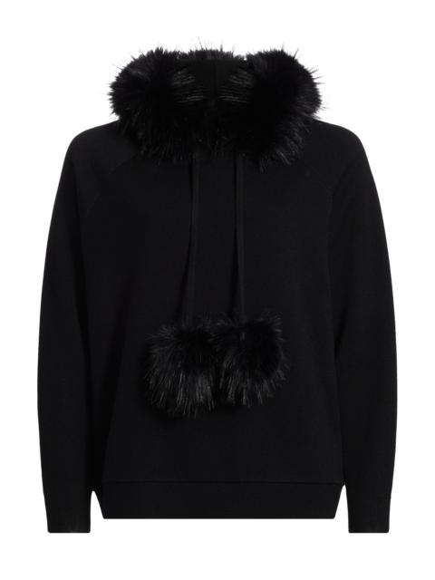 Alice + Olivia Women's Oscar Faux Fur-Trimmed Knit Hoodie - Black