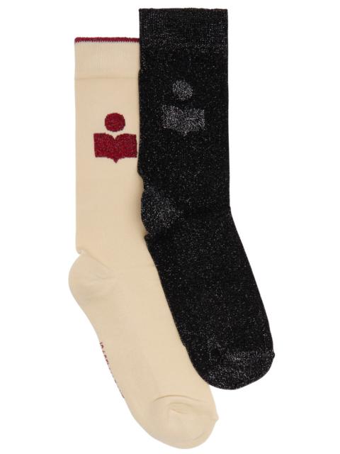Isabel Marant Étoile Isabel Marant étoile Logo-intarsia Cotton-blend and Knitted Socks