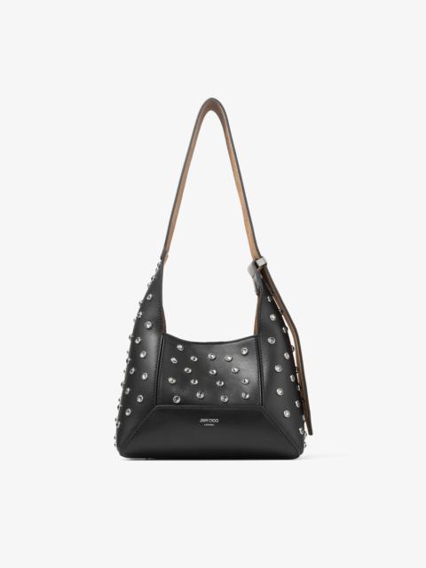 JIMMY CHOO Diamond Hobo/S
Black Leather Crystal Shoulder Bag
