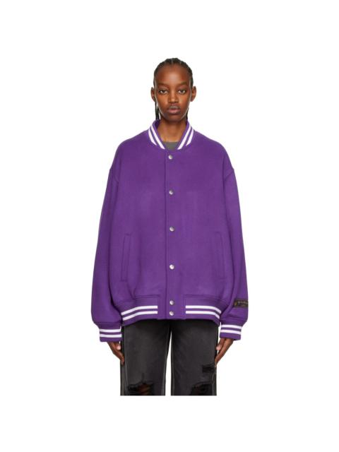 Purple Oversized Bomber Jacket