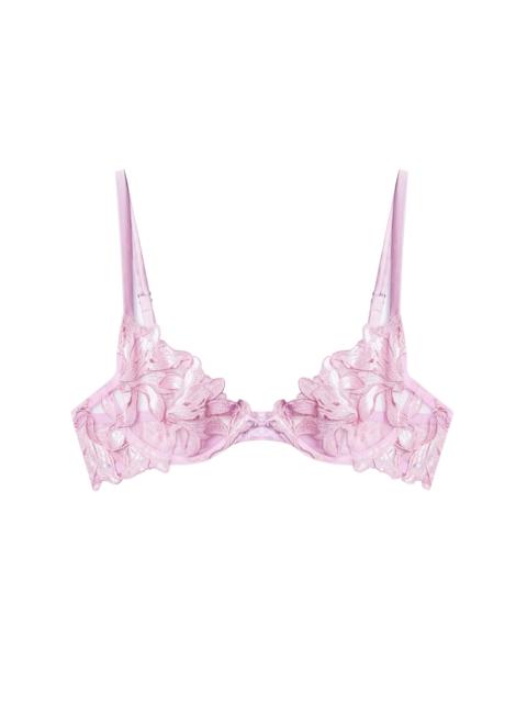 Fleur du Mal Fuller Cup Lily Embroidery Plunge Demi Bra