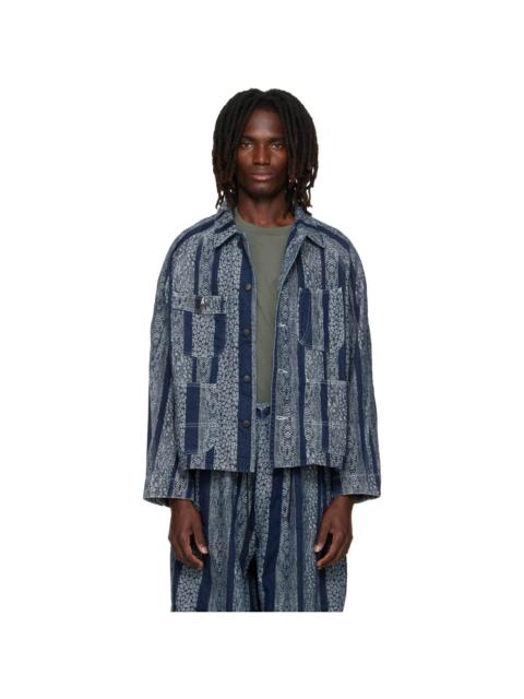 NEEDLES Navy Python Jacquard Short Denim Jacket