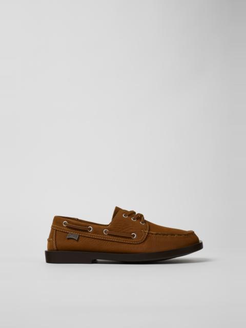 CAMPER Don Brown Nubuck Leather Nautical Moccasins for Men.
