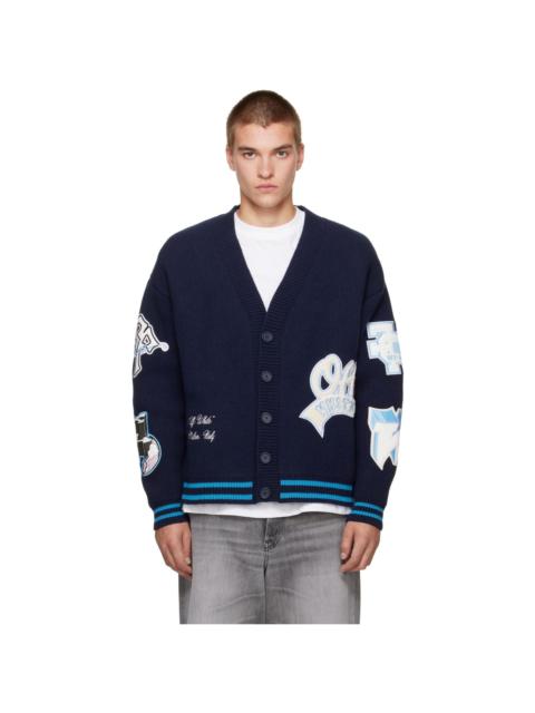 Off-White Navy OG Patches Varsity Knit Cardigan