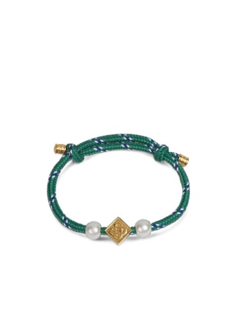 CASABLANCA logo-plaque faux-pearl bracelet