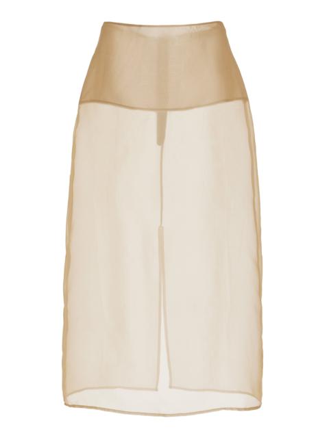 The Frankie Shop Exclusive Peri Silk-Blend Chiffon Midi Skirt neutral