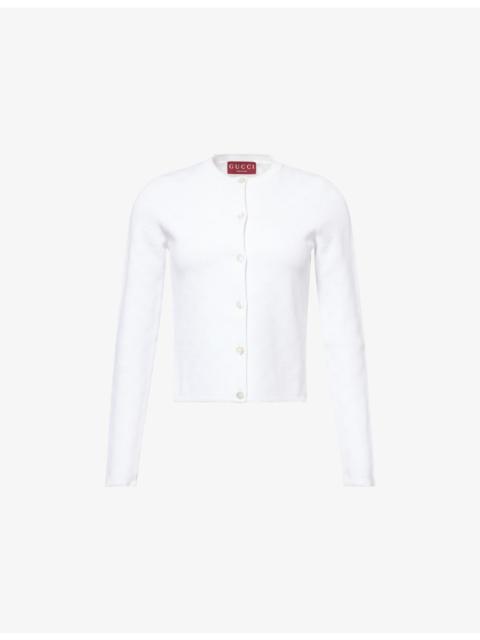 GUCCI Monogram Round-Neck Knitted Cardigan