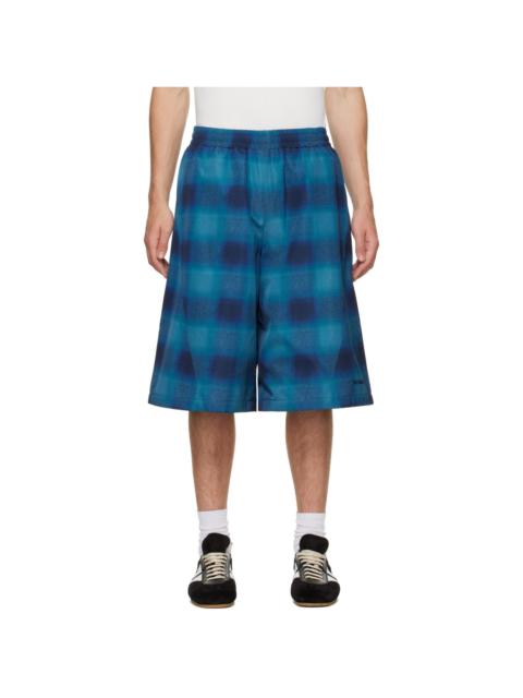 We11done Blue Flannel Printed Bermuda Shorts