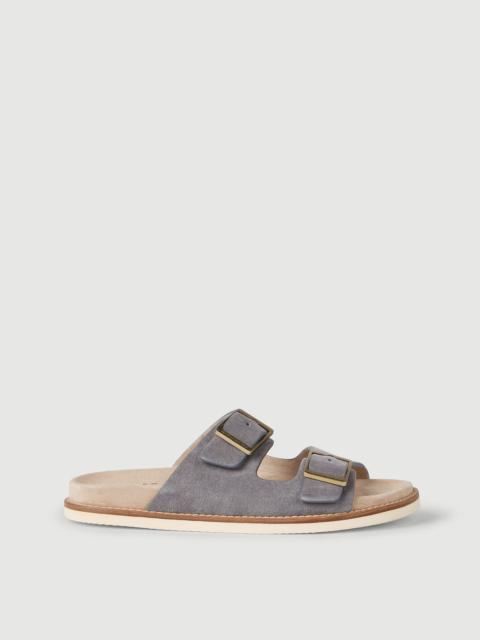 Brunello Cucinelli Suede slides with buckles