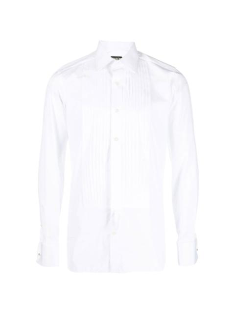 pleat-detail cotton shirt